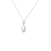 14k White Gold .10ct G SI1 Round Diamond Horseshoe Pendant